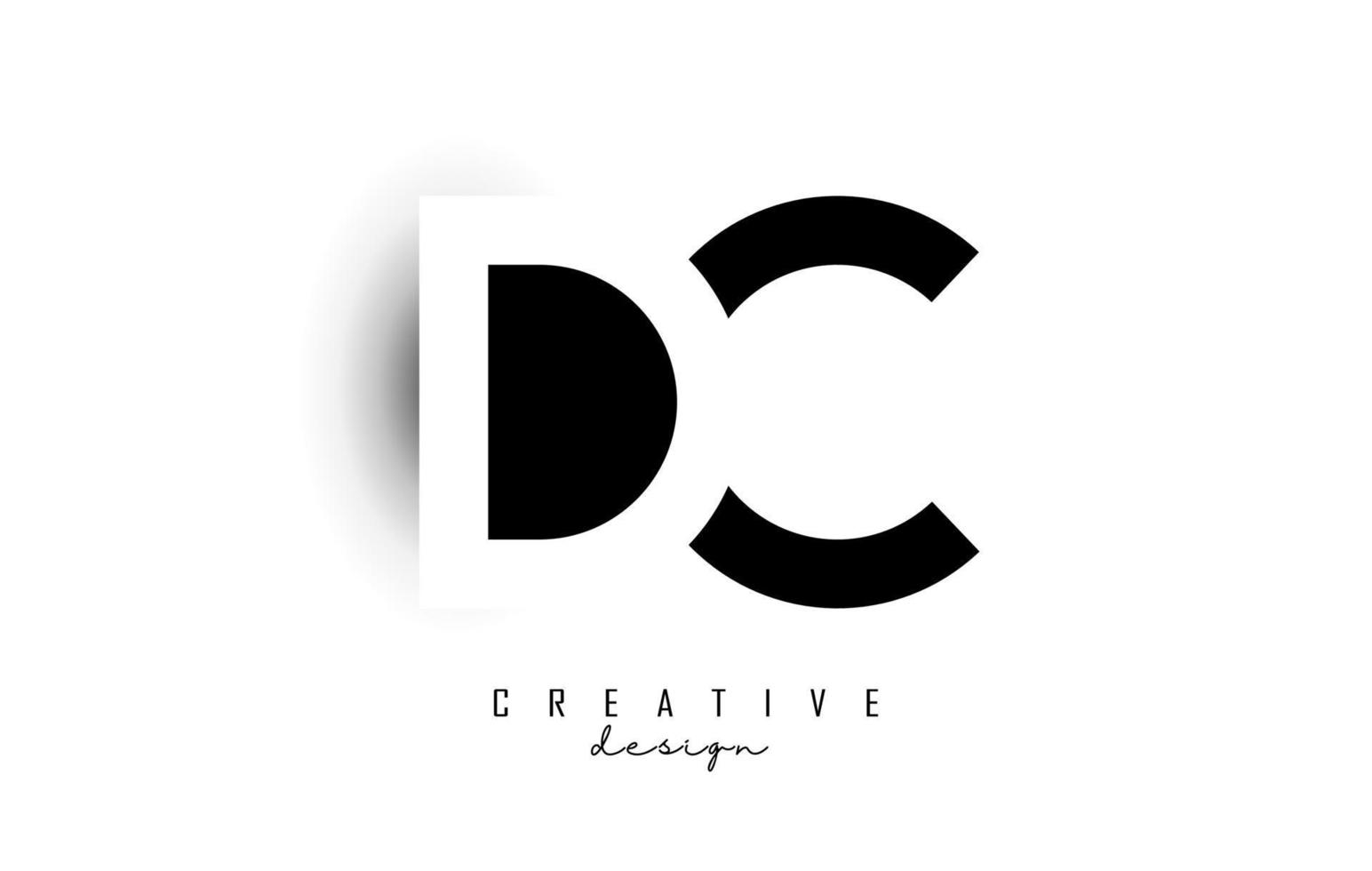 letters dc-logo met zwart-wit negatief ruimteontwerp. letters d en c met geometrische typografie. vector