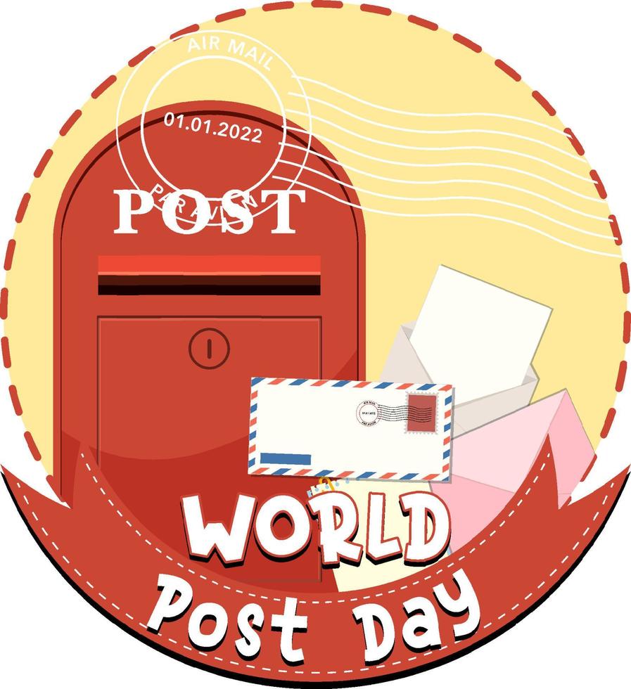 world post day logo met brievenbus en envelop vector