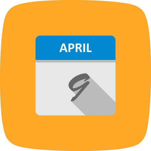 9 april Datum op een eendaagse kalender vector