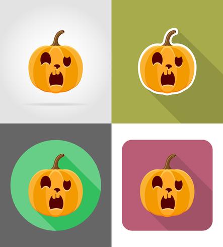 Halloween pompoen plat pictogrammen vector illustratie