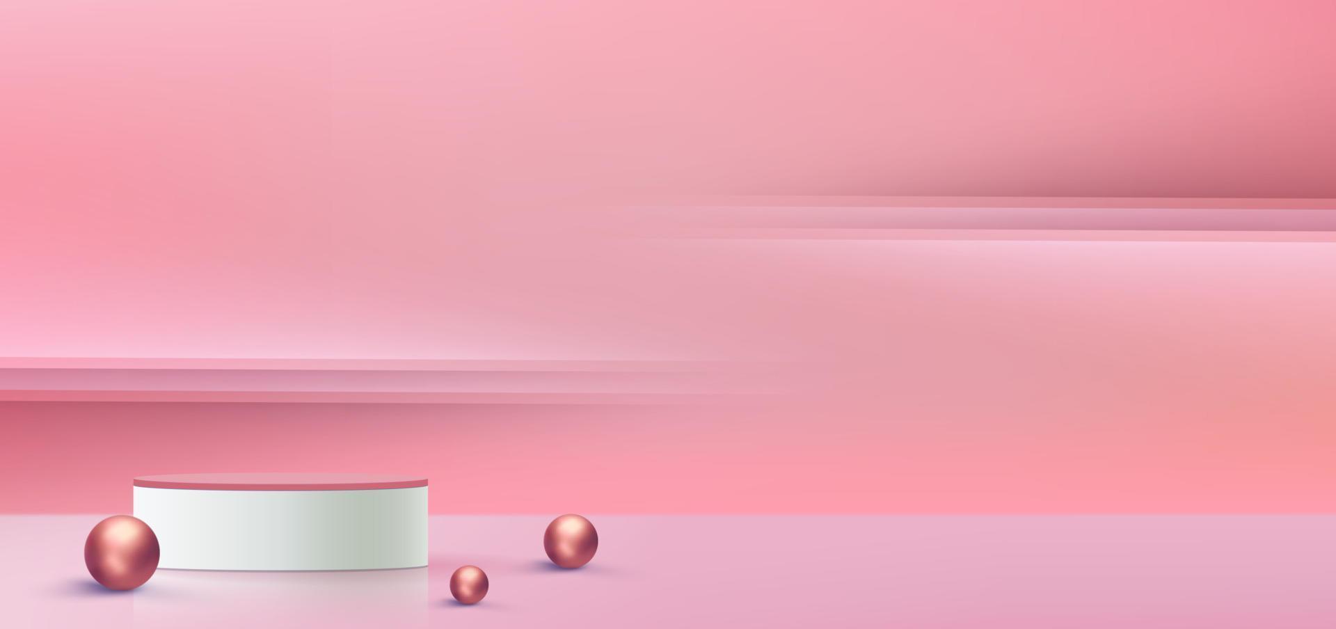 3d roze podium vectorconcept als achtergrond, geschikt voor divers achtergrondontwerp, valentijnskaartmalplaatje, banner, poster vector