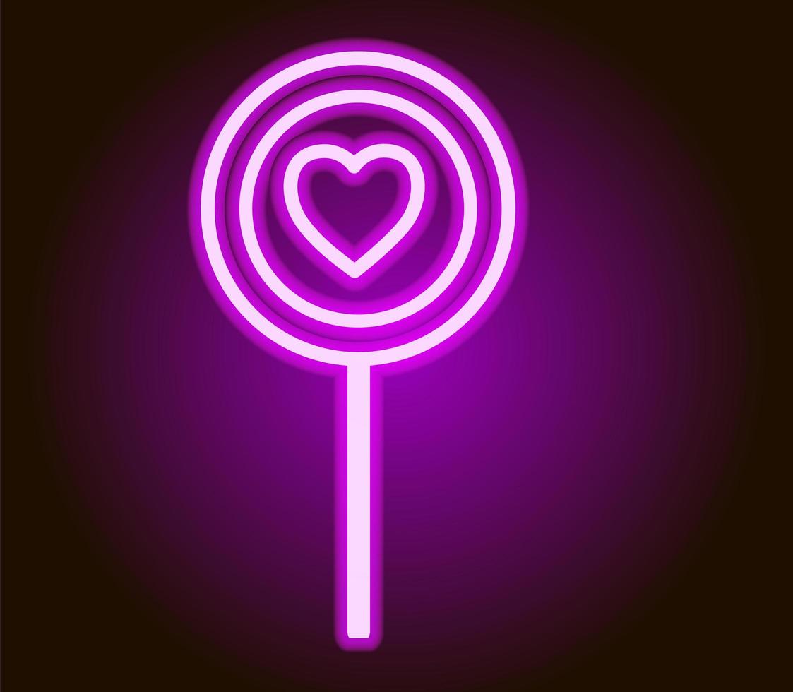 neon lolly met hart. Valentijnsdag pictogram. vector illustratie