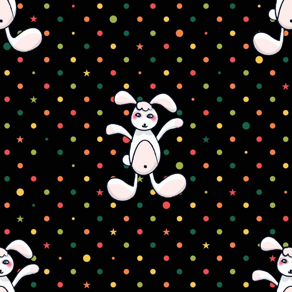 wit konijn zwarte polka dot achtergrond vector