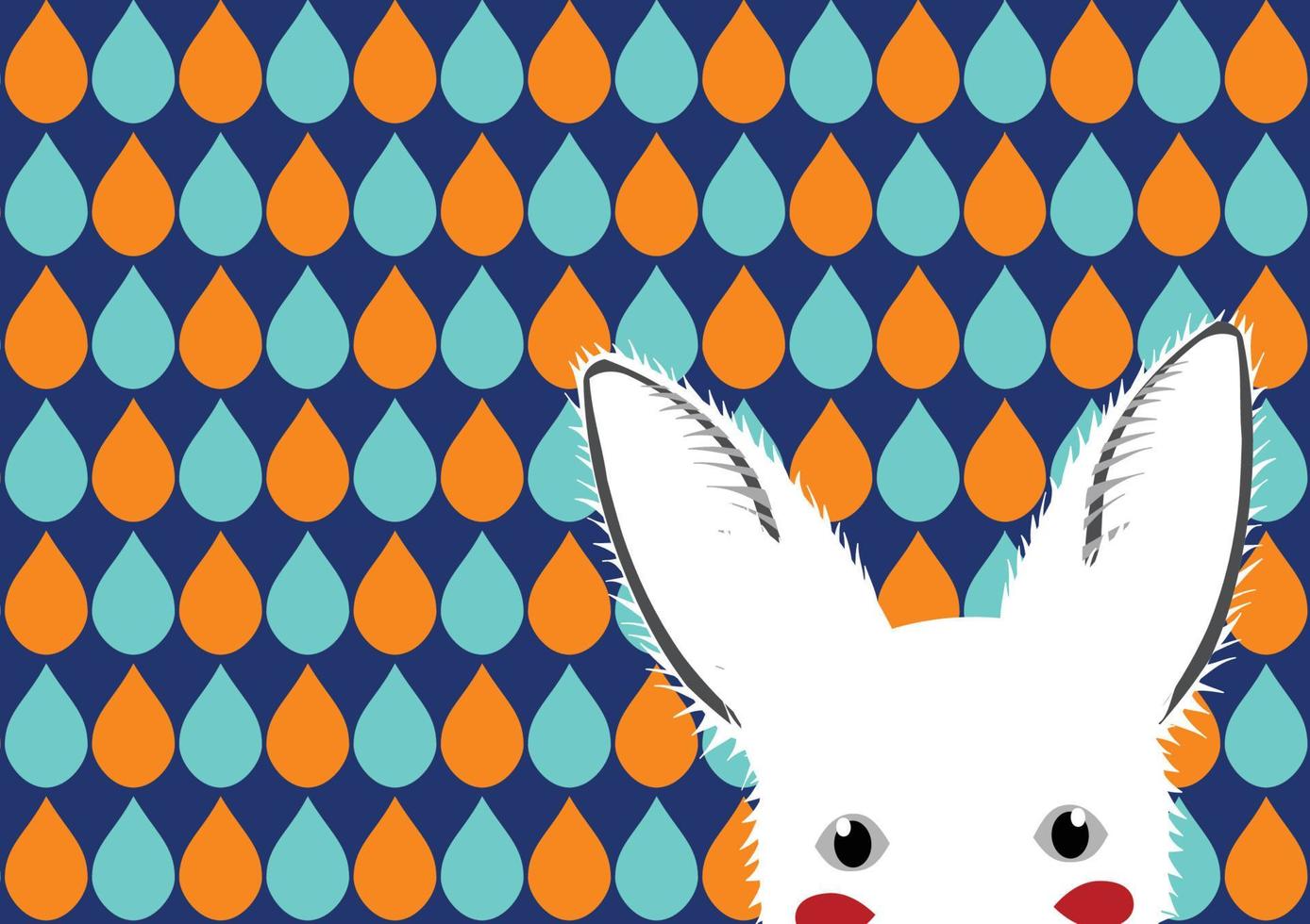 wit konijn blauw groen mint oranje druppels achtergrond vector