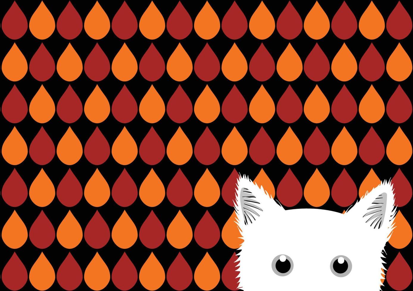 witte kat oranje rood bruin druppels achtergrond vector