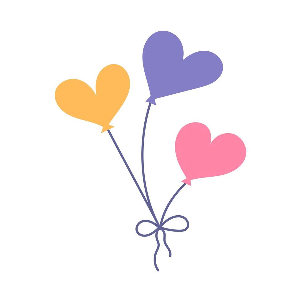 hartvormige ballonnen, Valentijnsdag, platte vectorillustratie vector