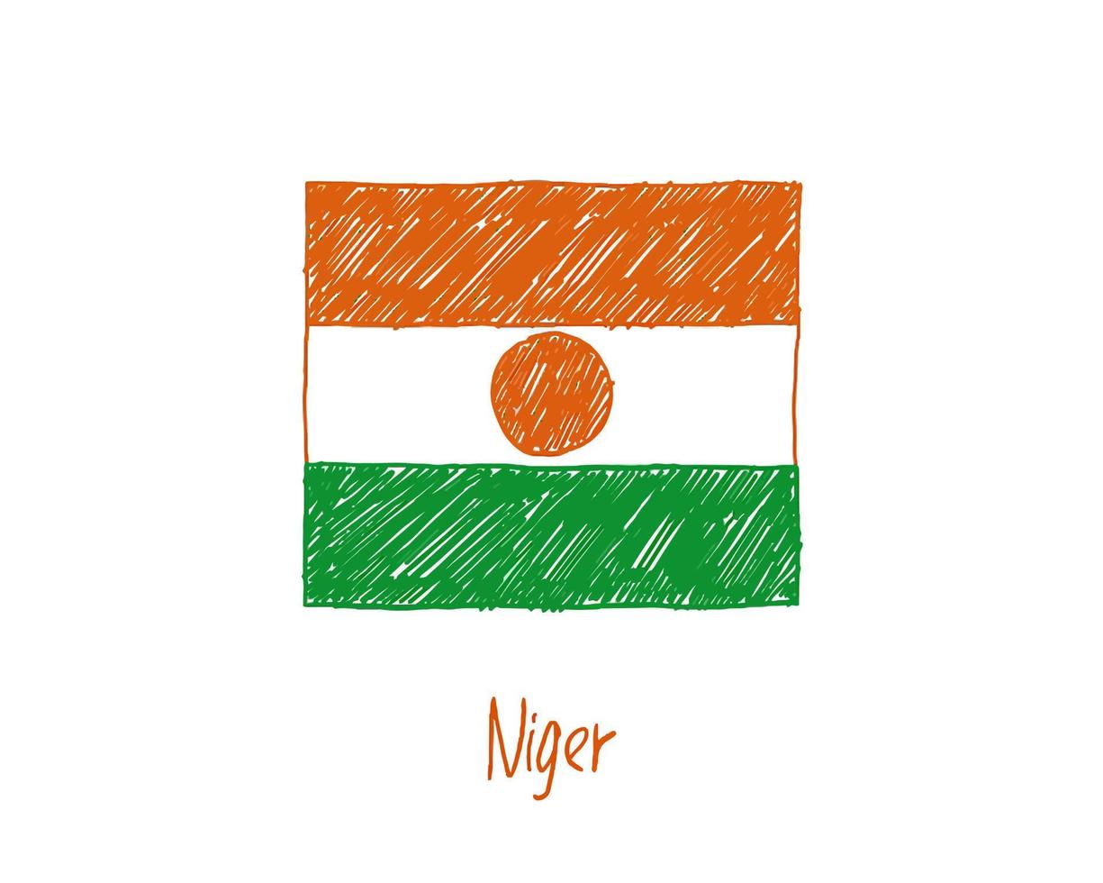 niger vlag marker of potlood schets illustratie vector