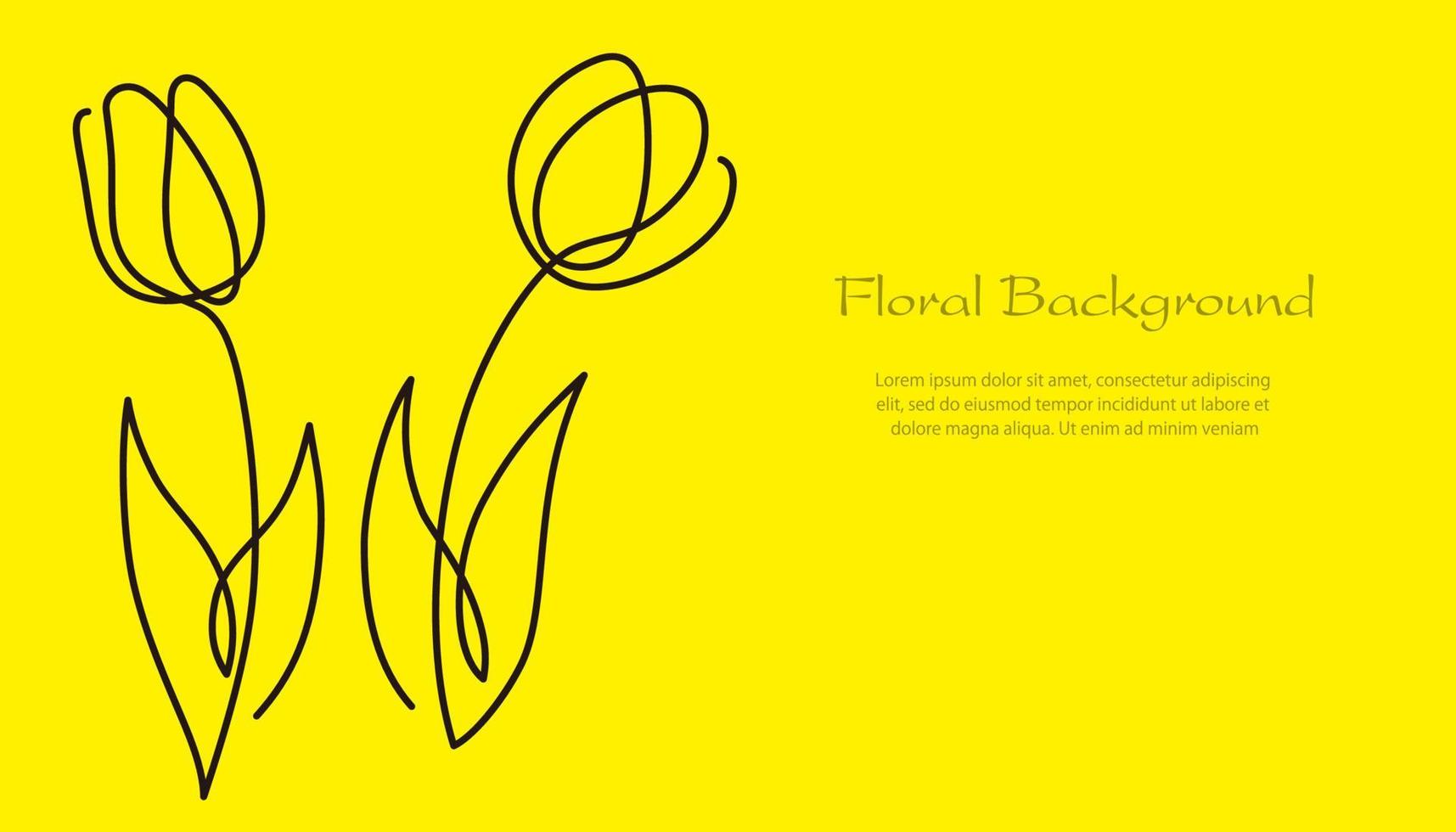 lente achtergrondillustratie met eenvoudige en artistieke tulpenlijntekeningen en tekstruimte. vector