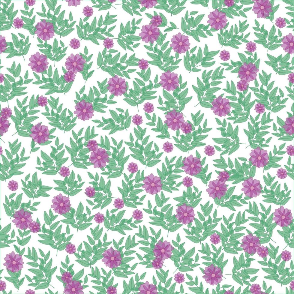 bloemenpatroon. mooie bloemen op een witte achtergrond. bedrukking met kleine roze, paarse bloemen. ditsy print. naadloze textuur. leuke bloempatronen. elegante sjabloon voor modieuze printers vector