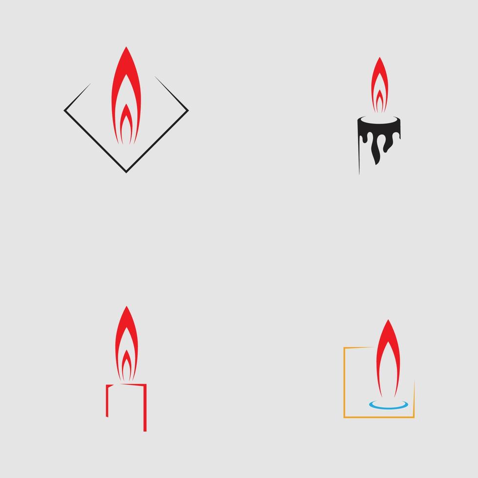 set van kaarslicht pictogram logo vector ontwerpsjabloon