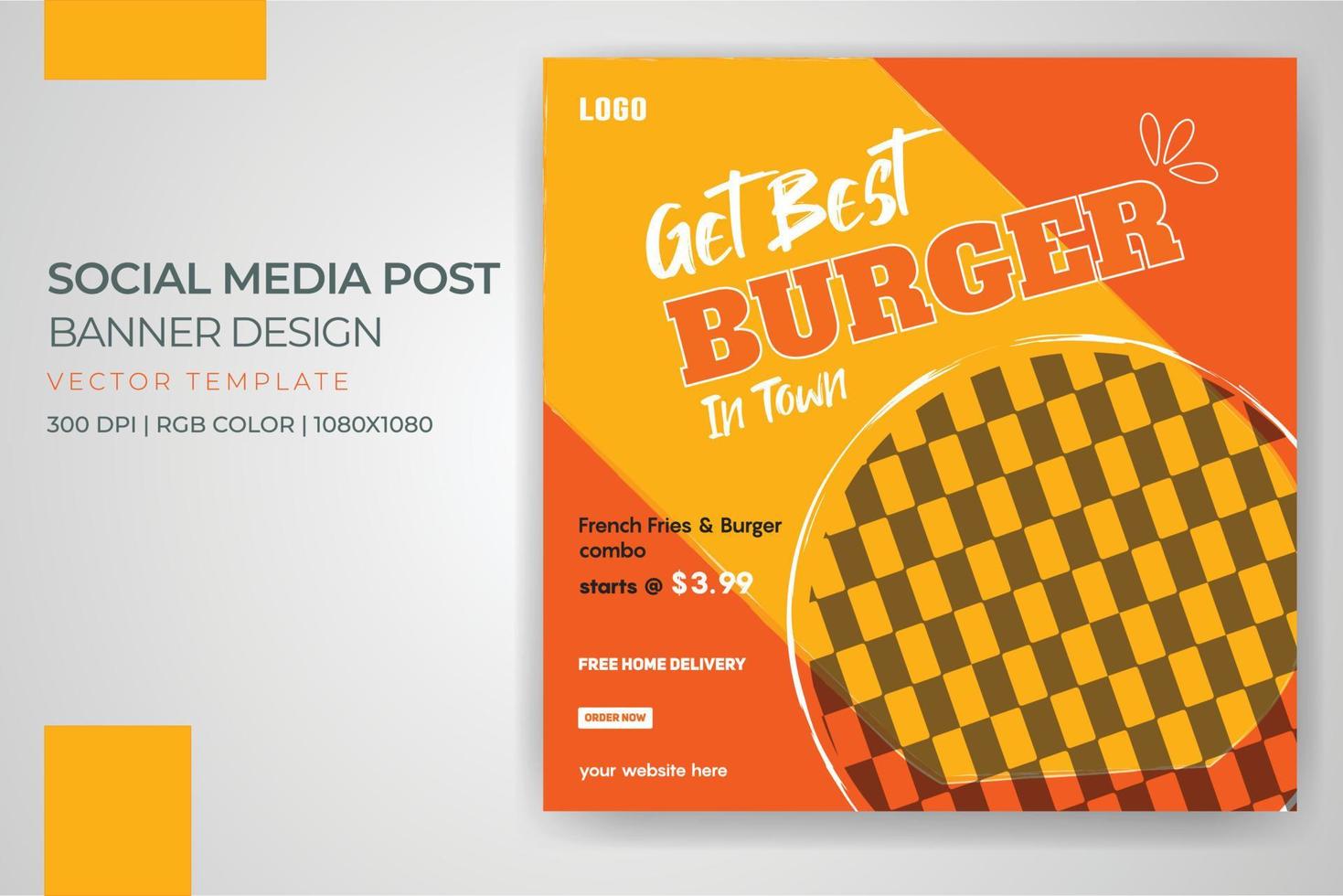 hamburger fest eten menu banner sociale media post vector sjabloonontwerp