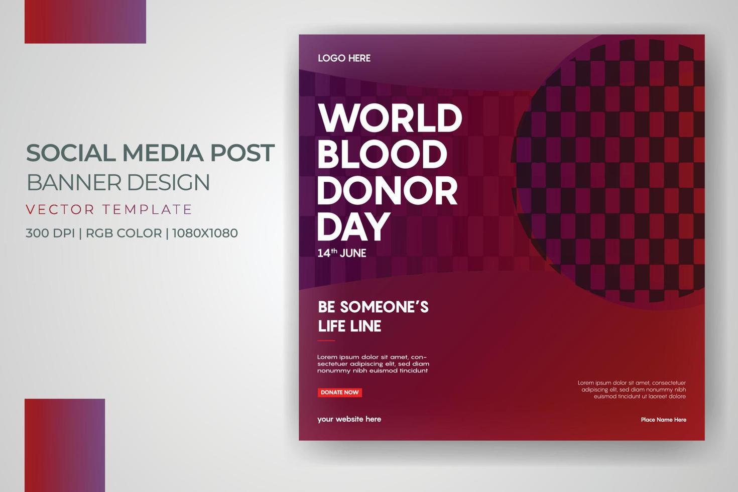 bloeddonatie banner wereld bloeddonor dag social media postsjabloon vector