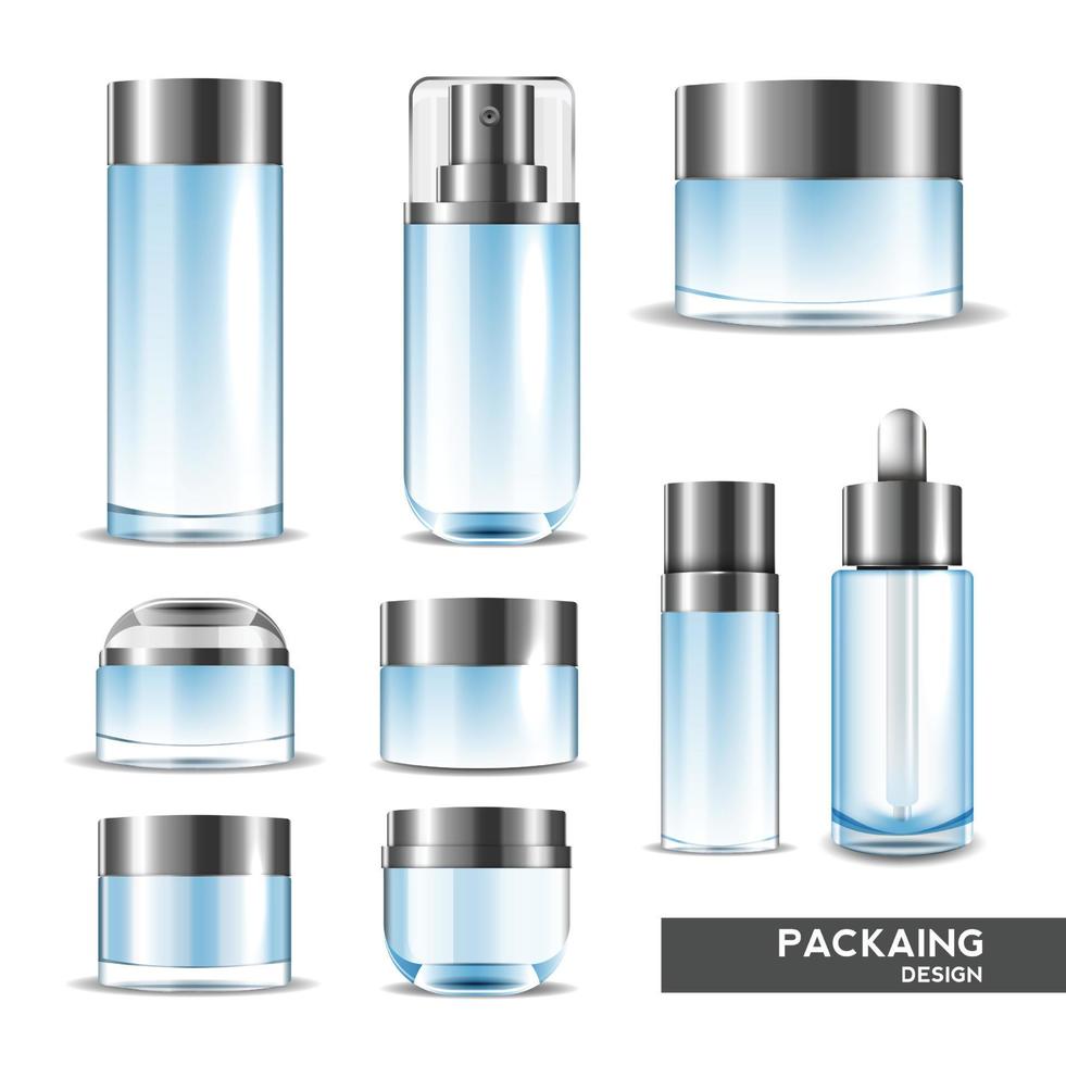 verpakking cosmetische schoonheidscrème fles voor luxe cosmetisch product. fles voor vloeistof, huidverzorgingscrème. vectorontwerp. vector