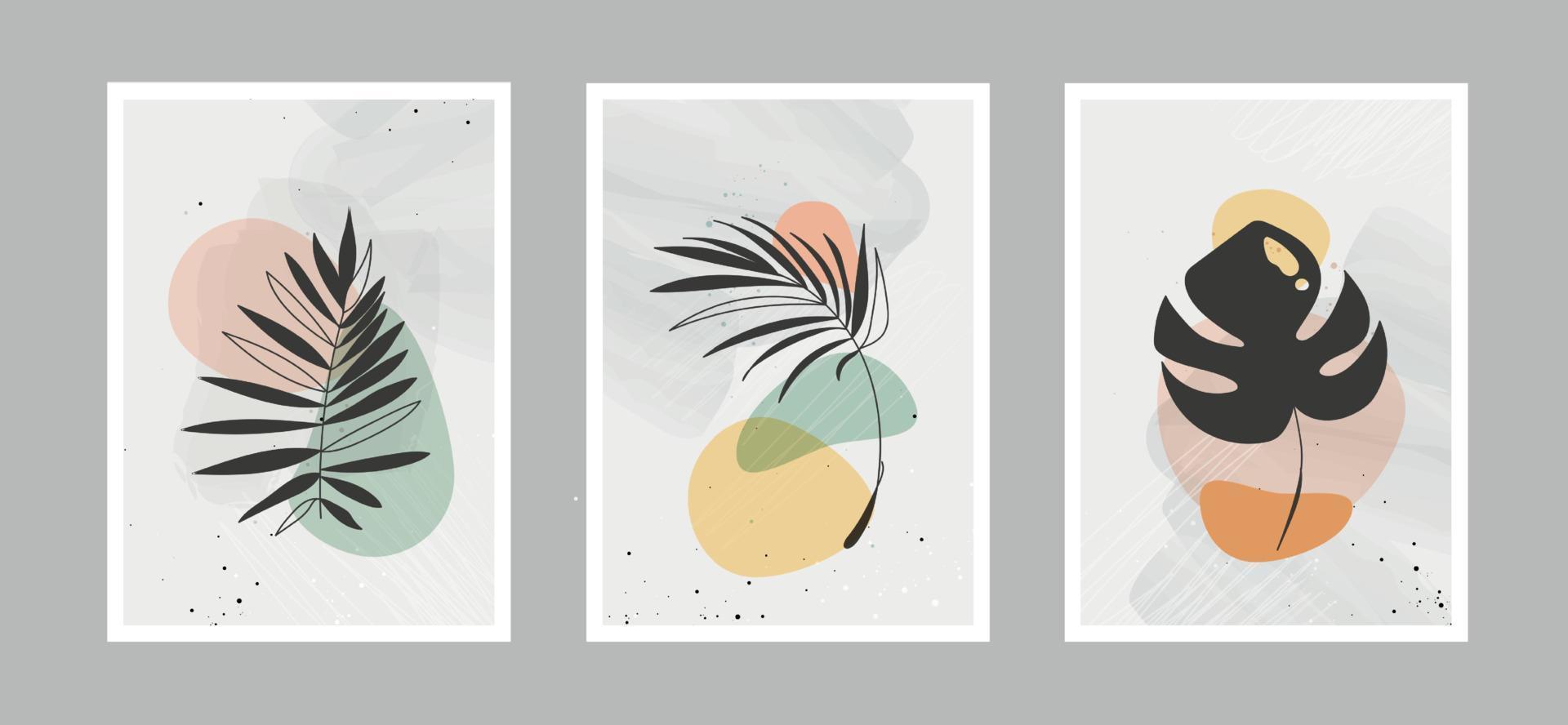 moderne abstracte lijnbloemen in lijnen en kunstachtergrond met verschillende vormen voor wanddecoratie, briefkaart of brochureomslagontwerp. vector illustraties ontwerp.