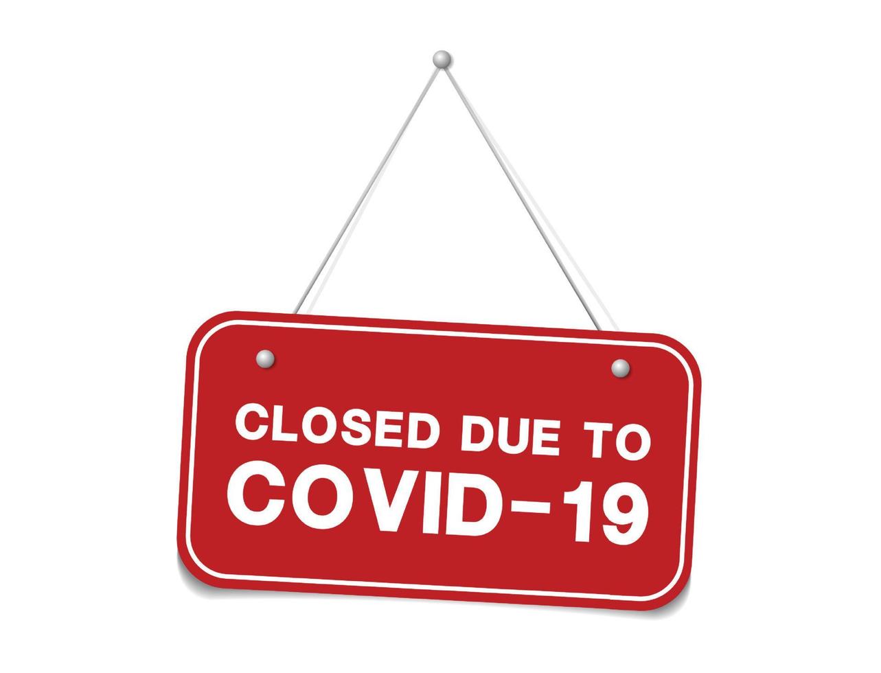 hangend bord over coronavirus en close-up op een rood gesloten bord van een winkel met het bericht sorry gesloten vanwege coronavirus. vector