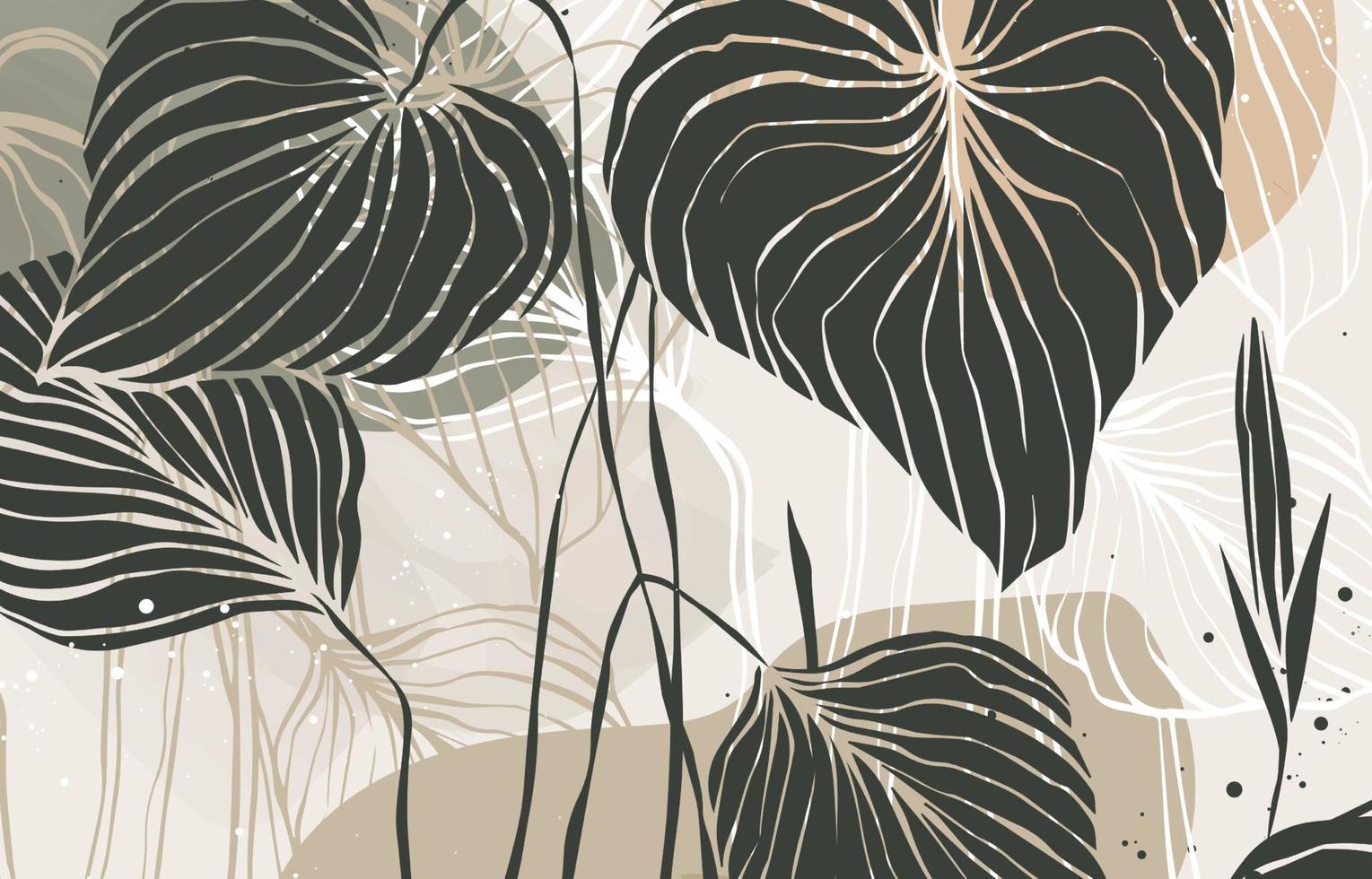 moderne abstracte bladeren lijn kunst achtergrond met verschillende vormen voor wanddecoratie, briefkaart of brochure cover design. vector illustraties ontwerp