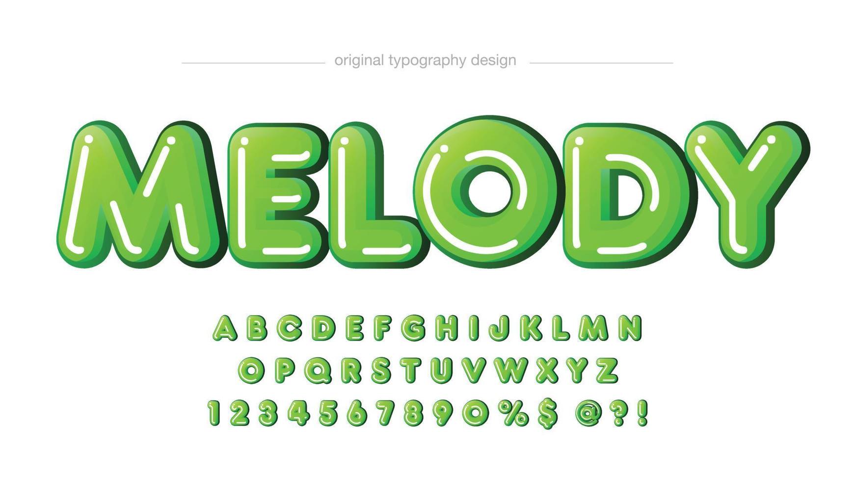 afgerond groen 3D-tekenfilmlettertype vector