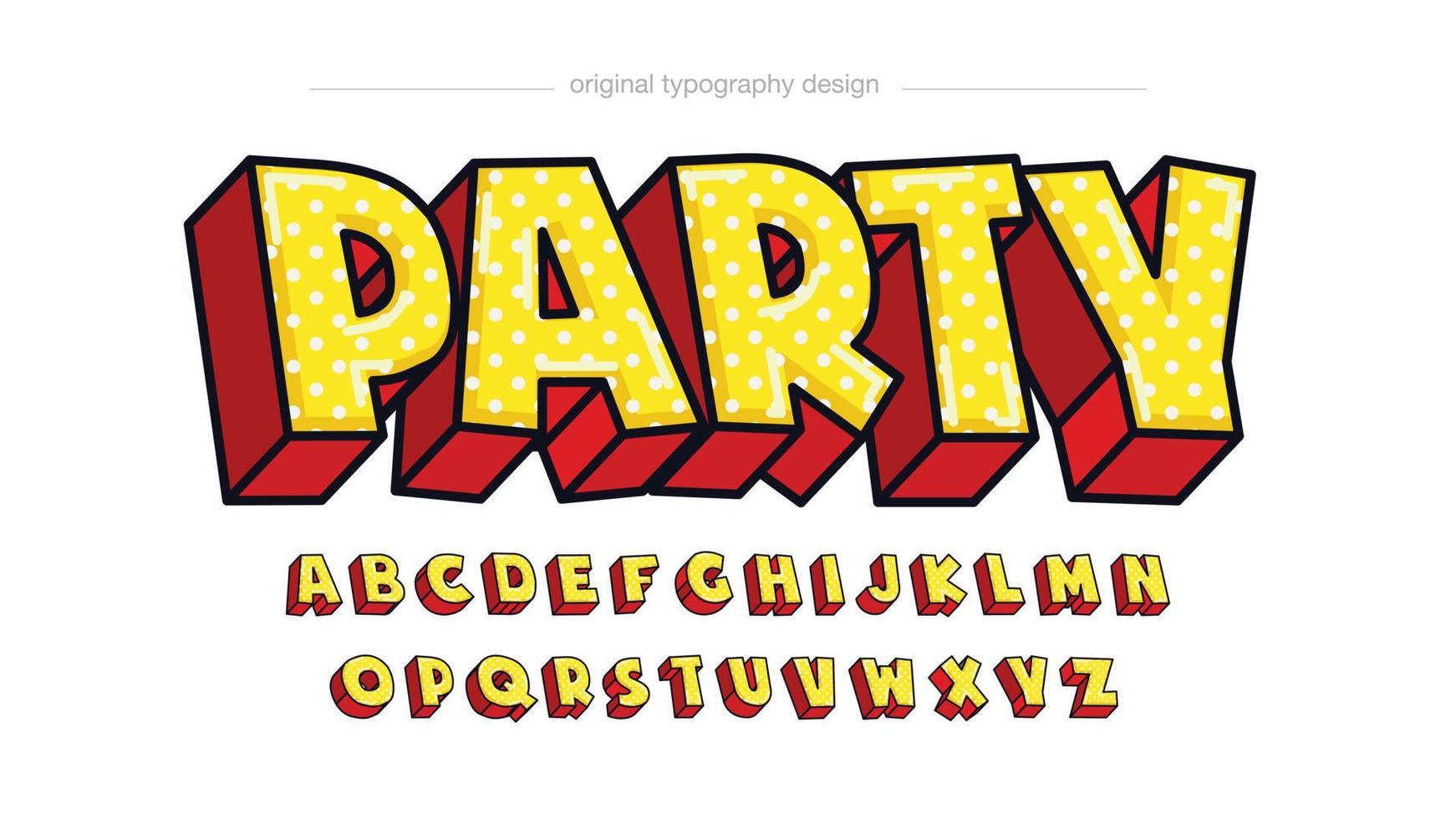 geel en rood 3d gestippeld patroon cartoon lettertype vector