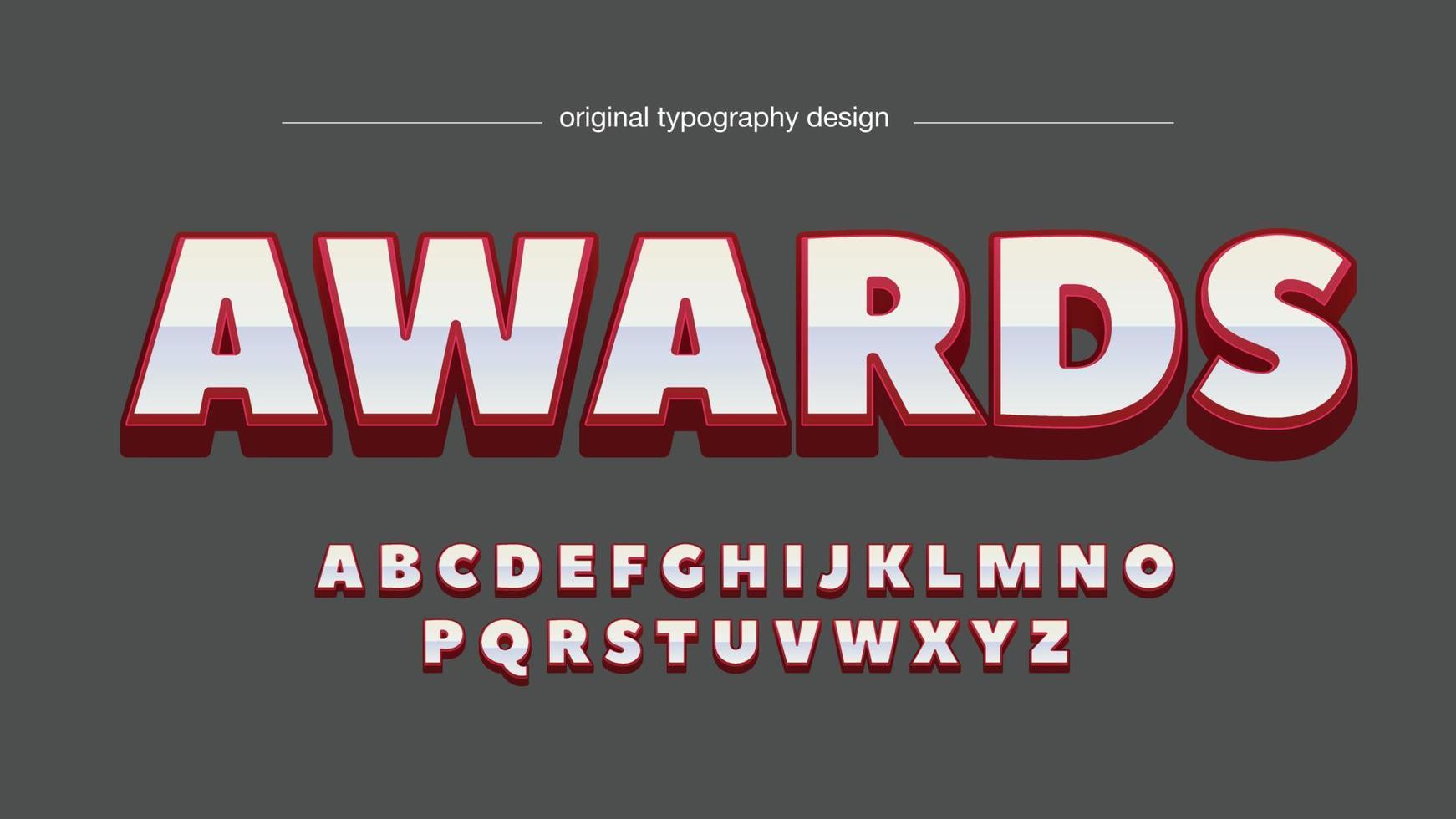 rode en chromen 3D-typografie in hoofdletters vector