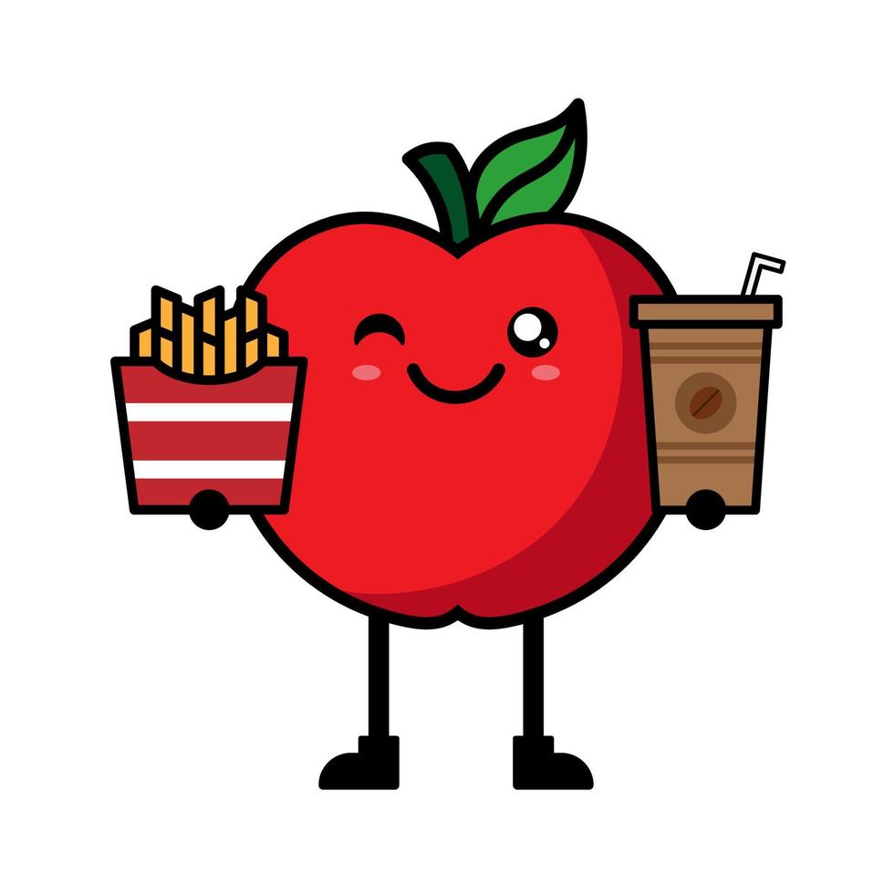 schattige appel cartoon afbeelding vector