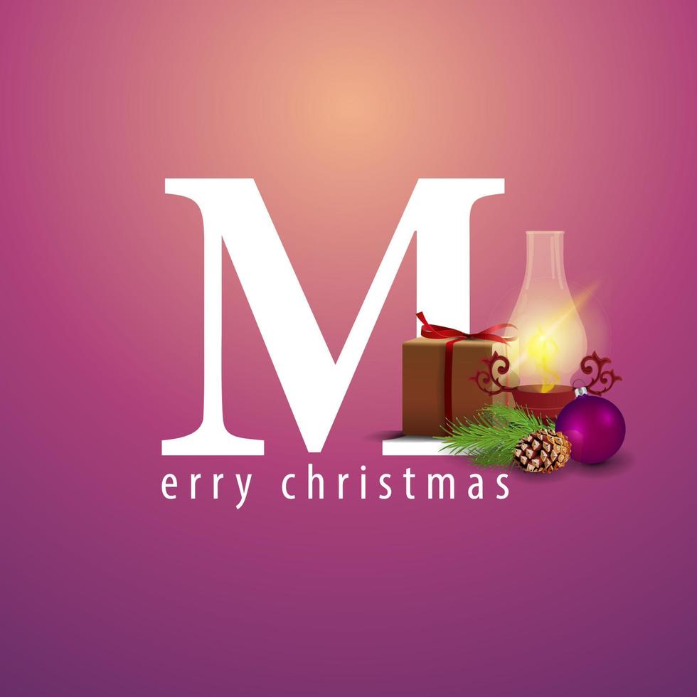 vrolijk kerstfeest, logo met vintage lantaarn en cadeautjes vector
