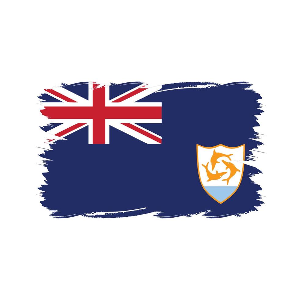 anguilla-vlag met aquarelpenseel vector