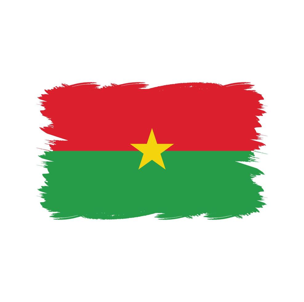 vlag van burkina faso met aquarelpenseel vector