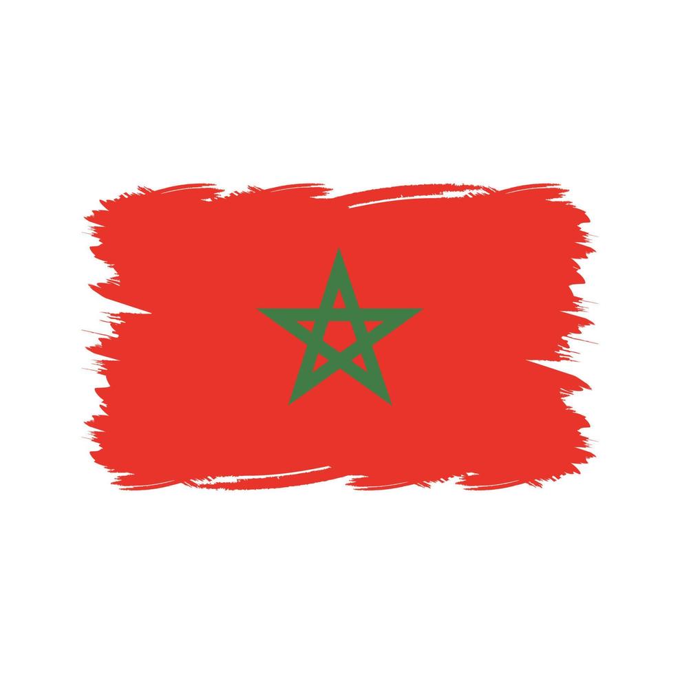 vlag van marokko met aquarelpenseel vector