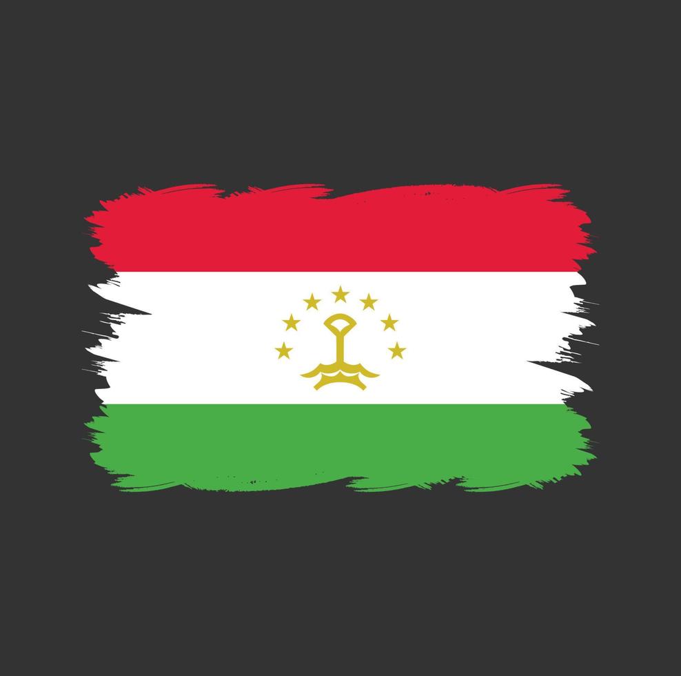 vlag van tadzjikistan met aquarelpenseel vector