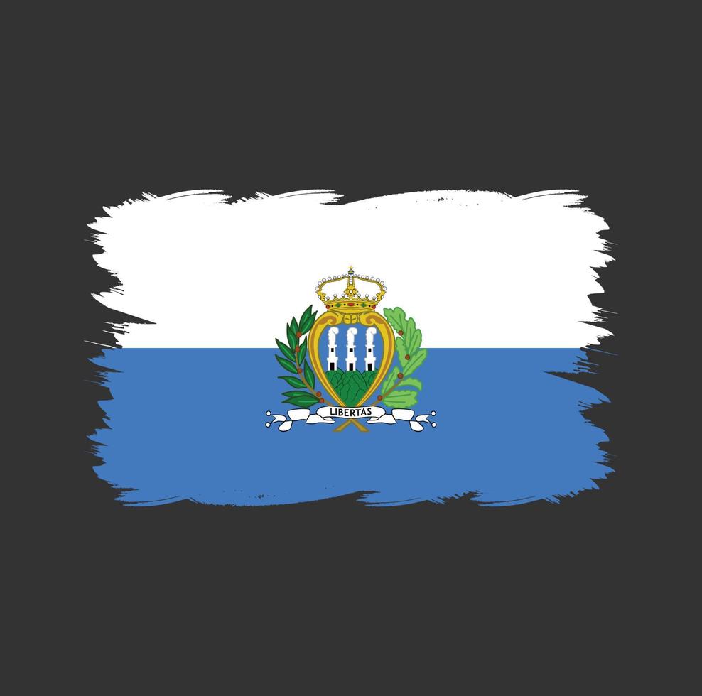 vlag van san marino met aquarelpenseel vector