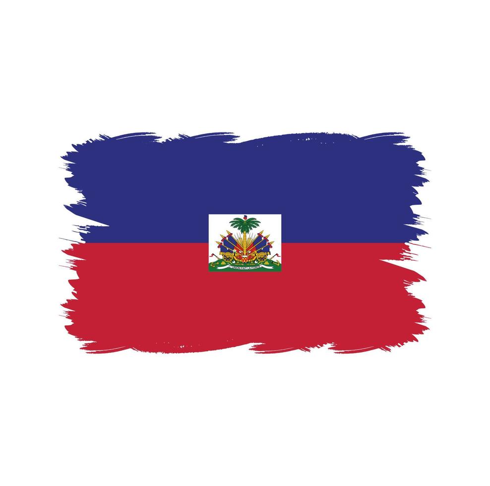 vlag van haïti met aquarelpenseel vector