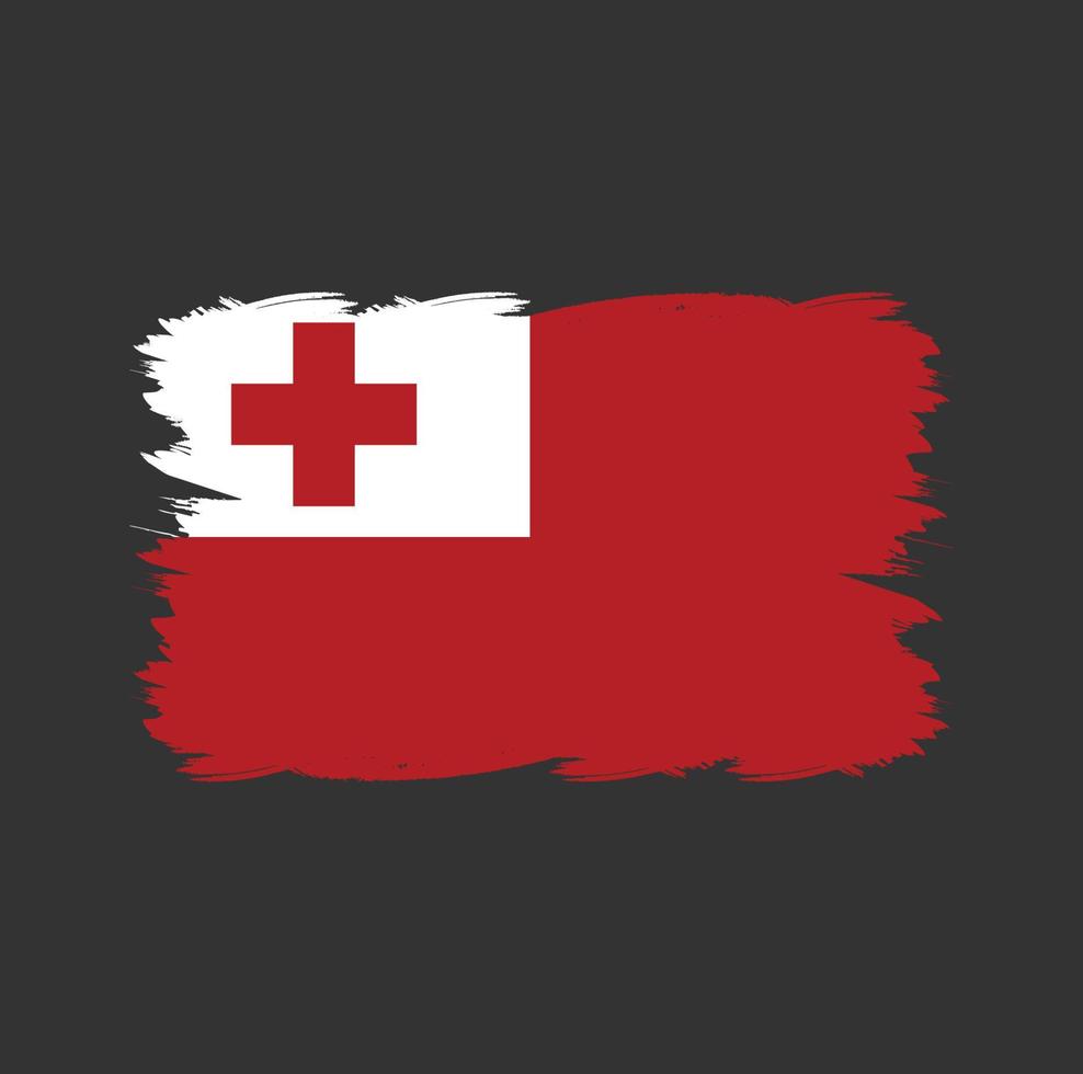 vlag van tonga met aquarelpenseel vector