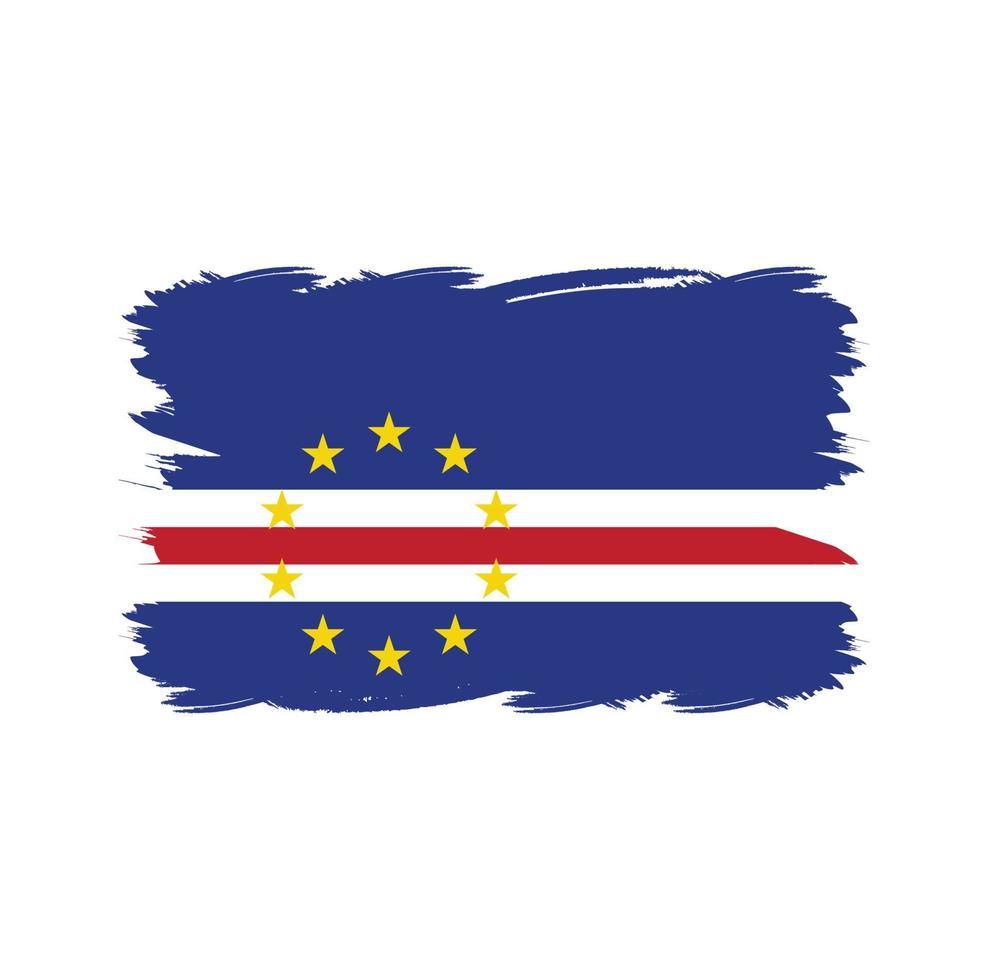 vlag van kaapverdië met aquarelpenseel vector