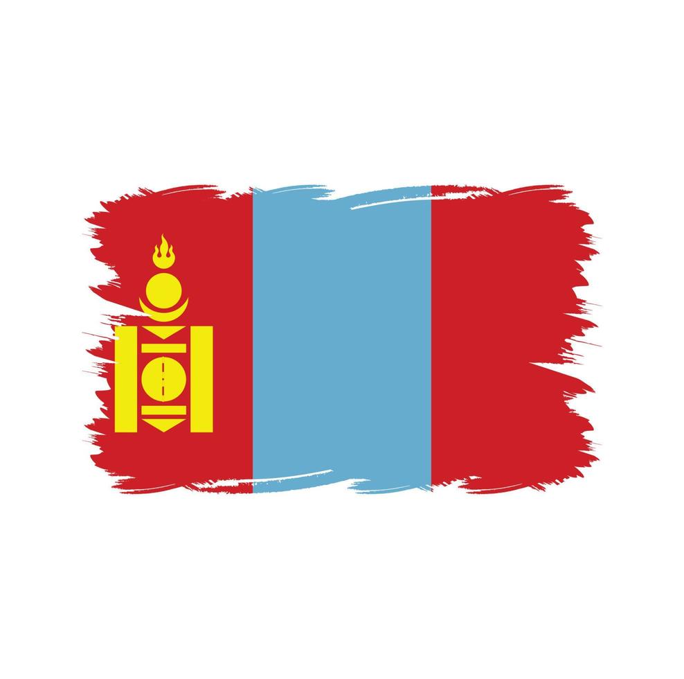 vlag van Mongolië met aquarelpenseel vector