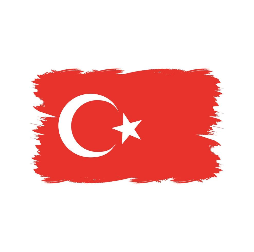 vlag van turkije met aquarelpenseel vector