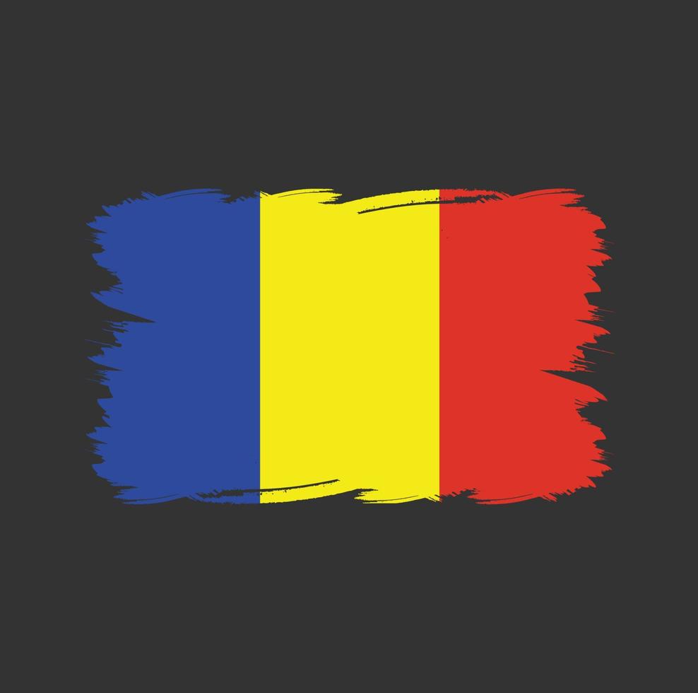 vlag van Roemenië of Tsjaad met aquarelpenseel vector