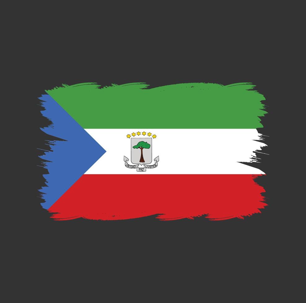 Equatoriaal-Guinea vlag met aquarelpenseel vector