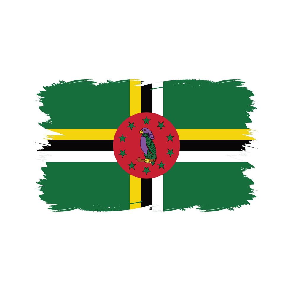 vlag van dominica met aquarelpenseel vector