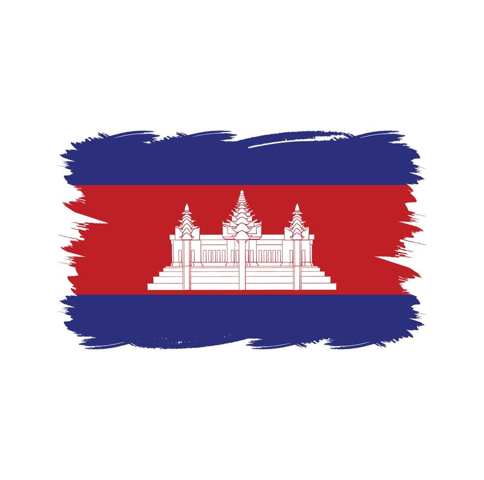 vlag van cambodja met aquarelpenseel vector