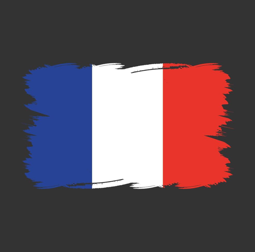 vlag van frankrijk met aquarelpenseel vector