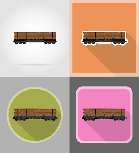 treinwagon trein plat pictogrammen vector illustratie