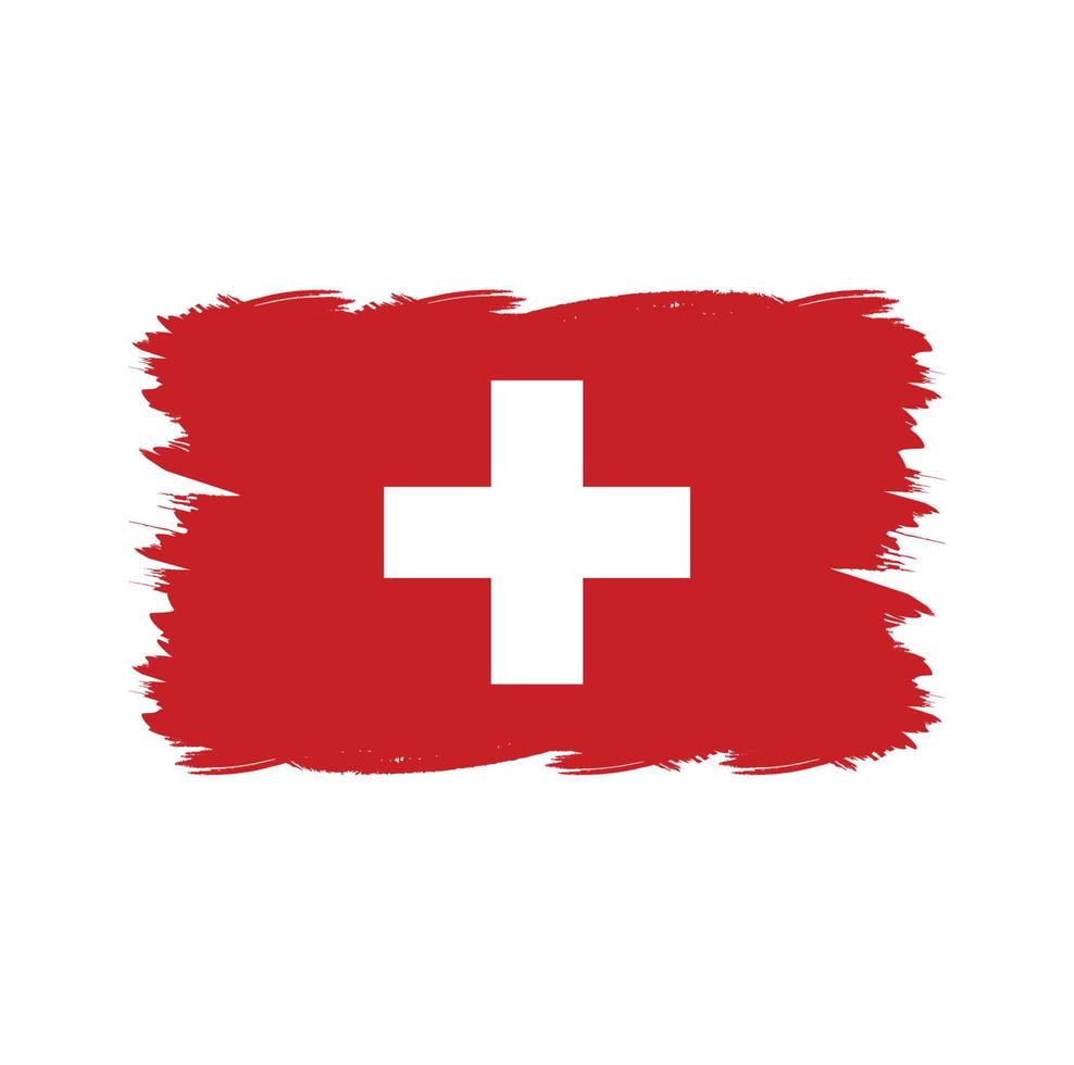 zwitserse vlag met aquarelpenseel vector