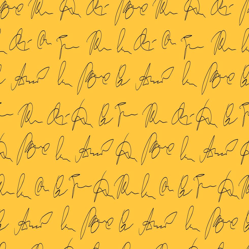vector naadloze patroon handgeschreven persoonlijke handtekeningen. handschrift met pen, regels handgeschreven tekst