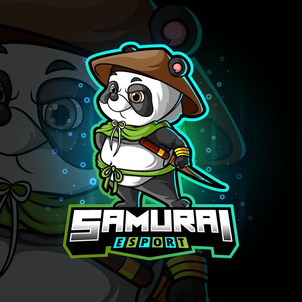 het samurai panda esport logo-ontwerp vector