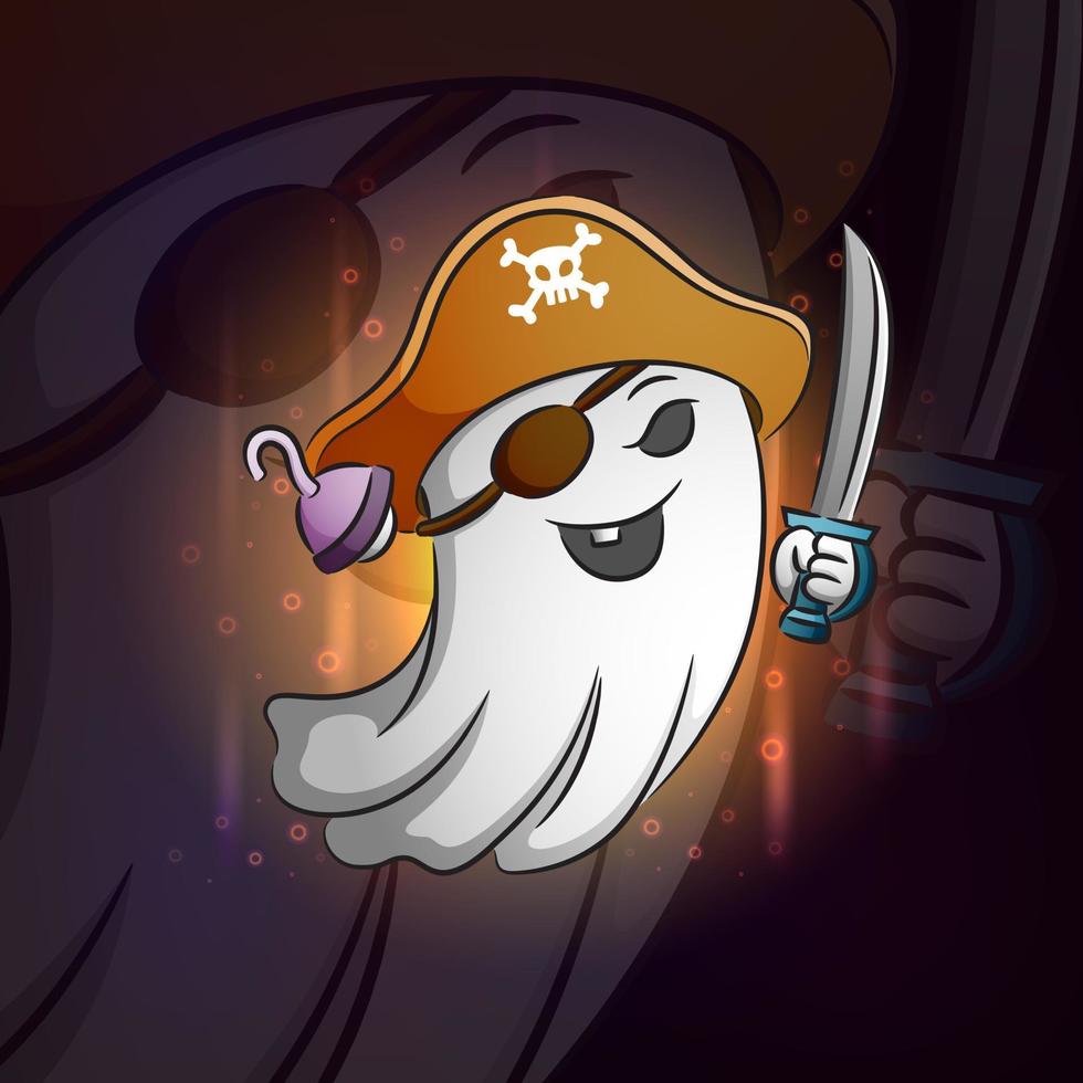 de spookpiraten voor esport-logo-ontwerp vector