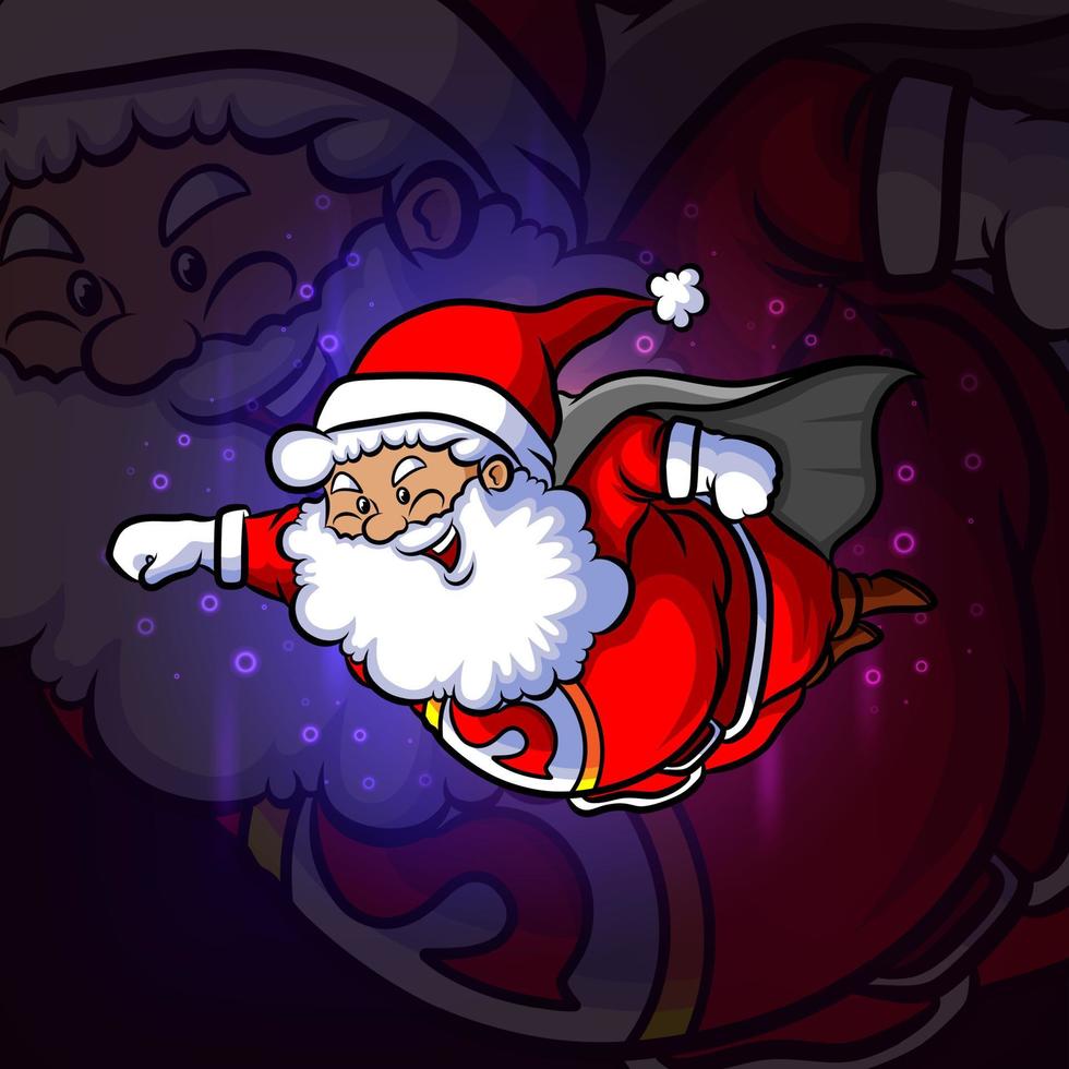 het superheld kerstman esport logo-ontwerp vector