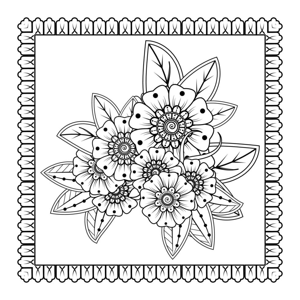 mehndi bloem voor henna, mehndi, tatoeage, decoratie. decoratief ornament in etnische oosterse stijl, doodle ornament, schets hand tekenen. kleurboek pagina. vector