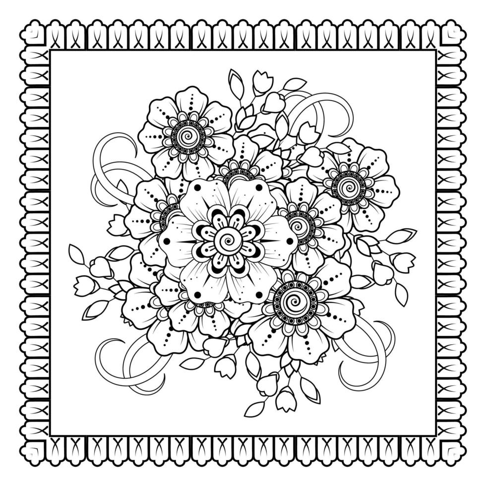 mehndi bloem voor henna, mehndi, tatoeage, decoratie. decoratief ornament in etnische oosterse stijl, doodle ornament, schets hand tekenen. kleurboek pagina. vector