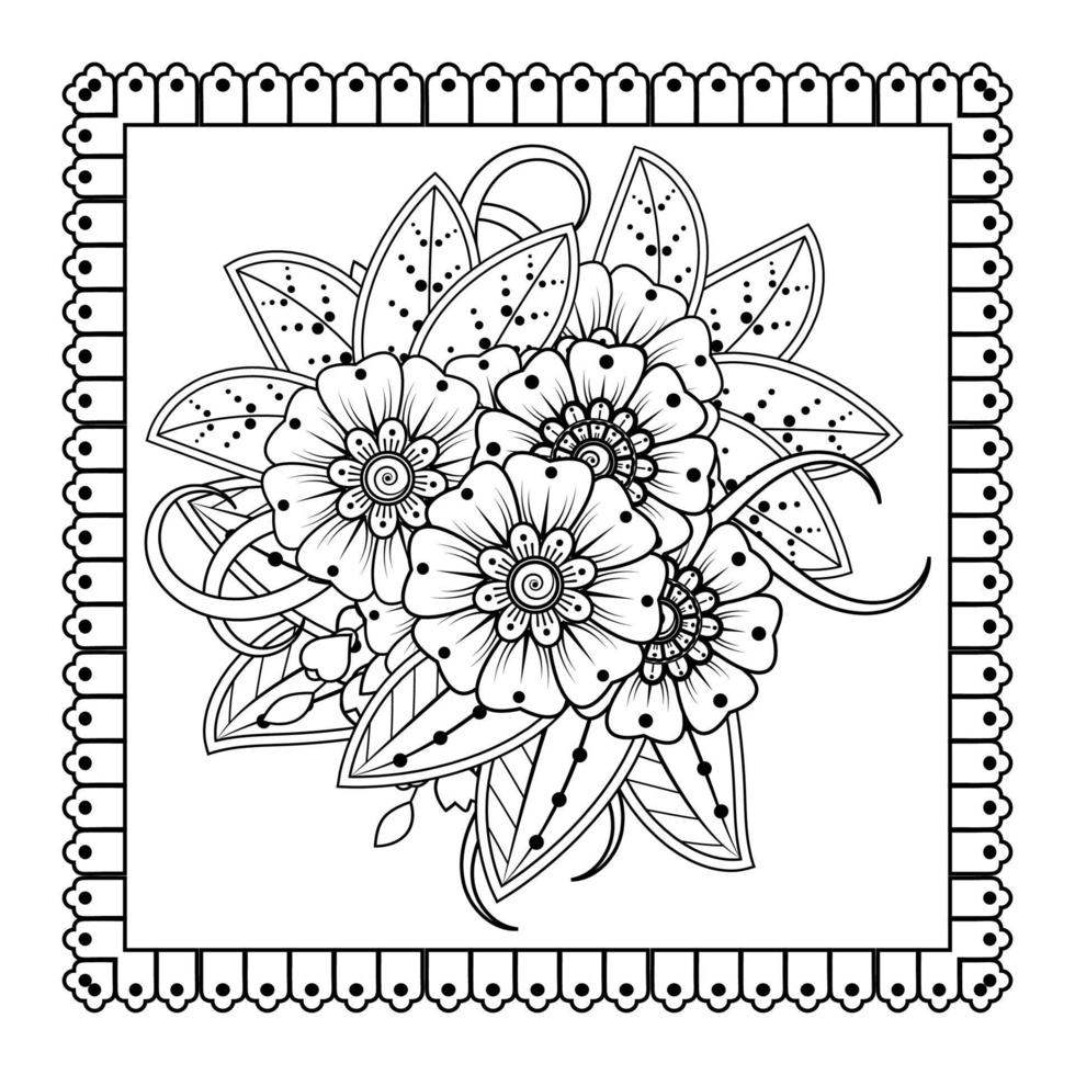 mehndi bloem voor henna, mehndi, tatoeage, decoratie. decoratief ornament in etnische oosterse stijl, doodle ornament, schets hand tekenen. kleurboek pagina. vector