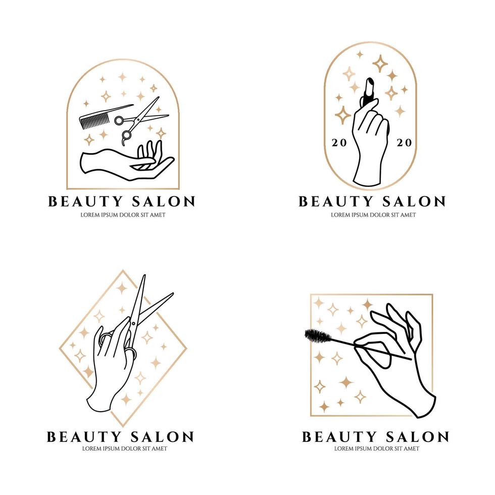 mooie vrouwelijke salon logo elegante thema bewerkbare sjabloon vector